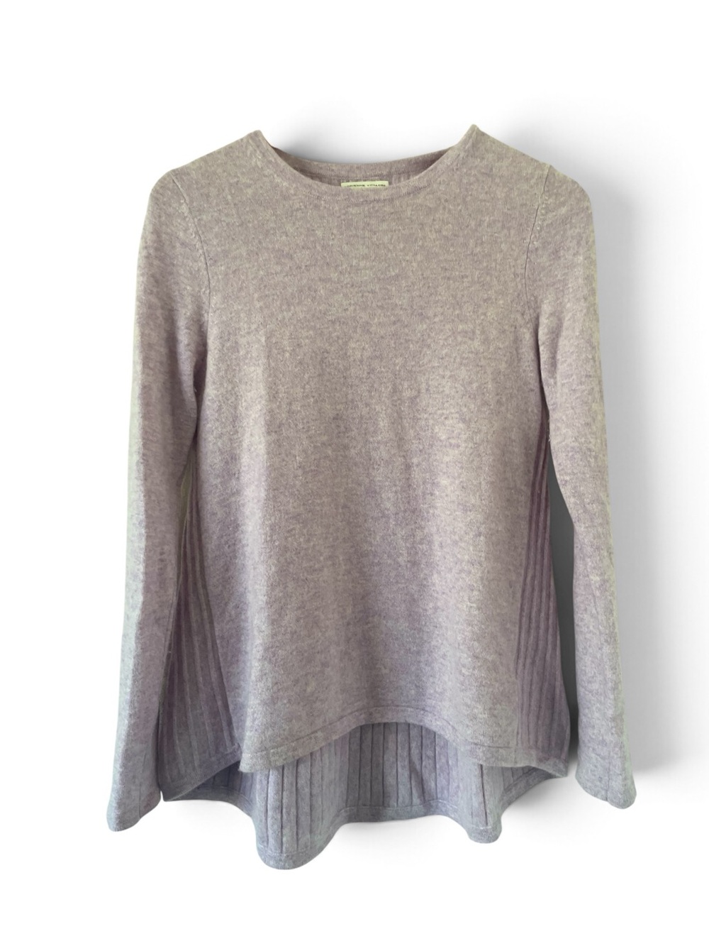 Women's Lavender  Long-Sleeve High-Low Pullover 2-Ply Cashmere Sweater Sz Medium